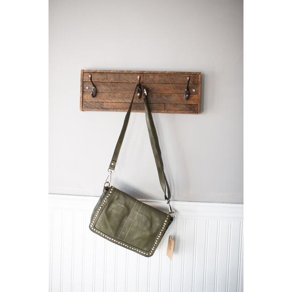 Free People Bolsa Nova Marisa Messenger Bag Studded Purse Green - Picture 3 of 5